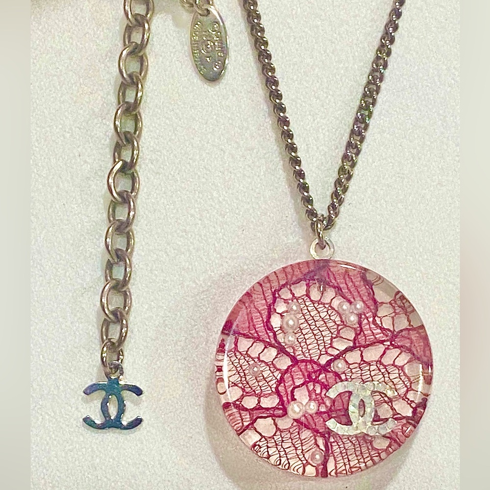 Chanel Pink and Silver Pendant Necklace - Picture 2 of 4